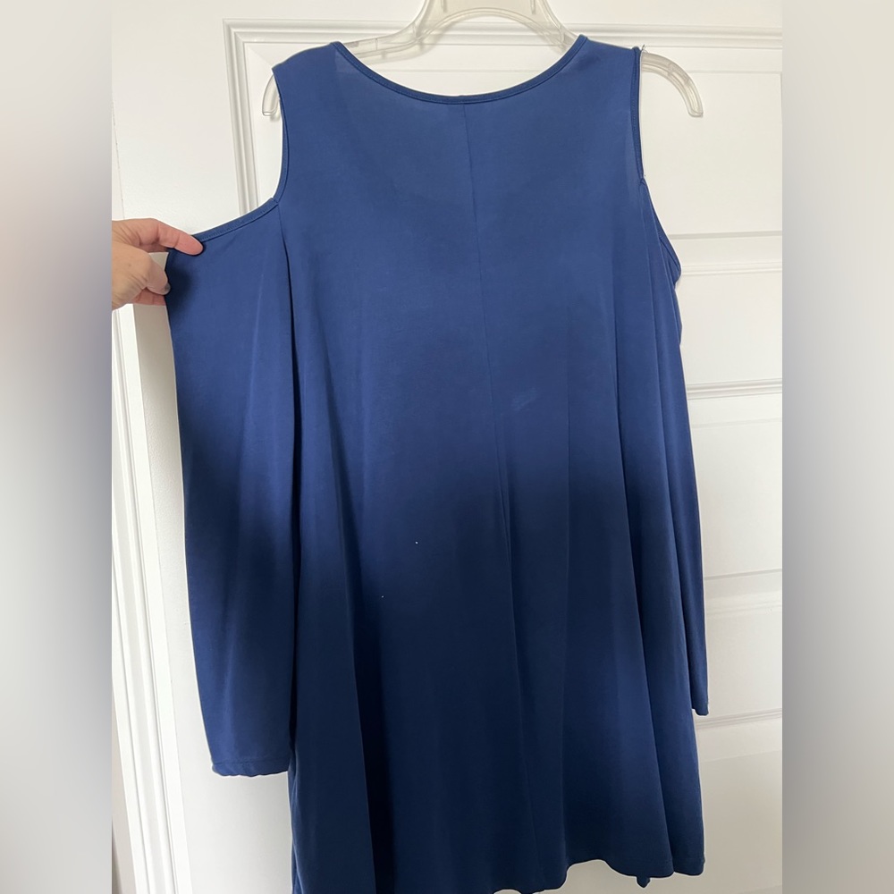 Navy cold shoulder dress